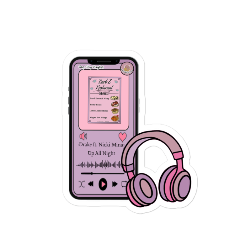 Pink "up all night" kiss cut sticker 