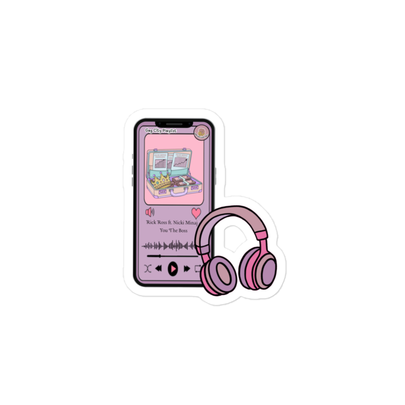 Pink " You the Boss" kiss cut sticker  