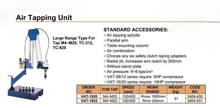 Air Tapping Arm Unit,VAT-1920,1922,ARM AIR TAPPING,V A T,tapping