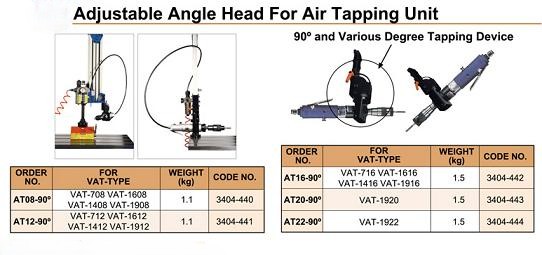 Tapping Adjustable Angle Head for Air Tapping unit AT08,12,16,20,22,24 90