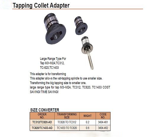 Tapping Collet Adapter - converter - optional,VAT