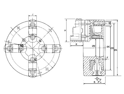 4 JAWS POWERFUL SCROLL CHUCK - LATHE VPSK CHUCK