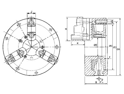 LATHE (CHUCK) - 3 JAWS SCROLL CHUCK, VSK CHUCK,C H U C K