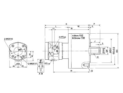 Non Through Hole Rotary Hydraulic Cylinder, With Valves MS-SERIES