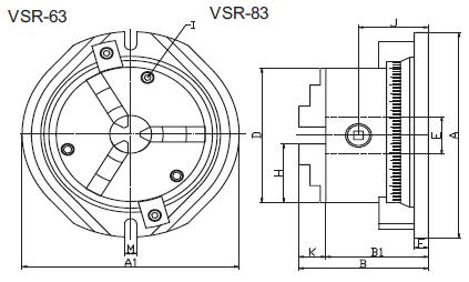 SIMPLE ROTARY CHUCK VSR-6,8,34 JAW-INDEX-C H U C K,VERTICAL