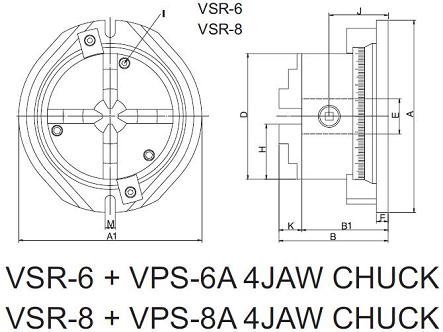 SIMPLE ROTARY CHUCK VSR-6,8,34 JAW-INDEX-C H U C K,VERTICAL