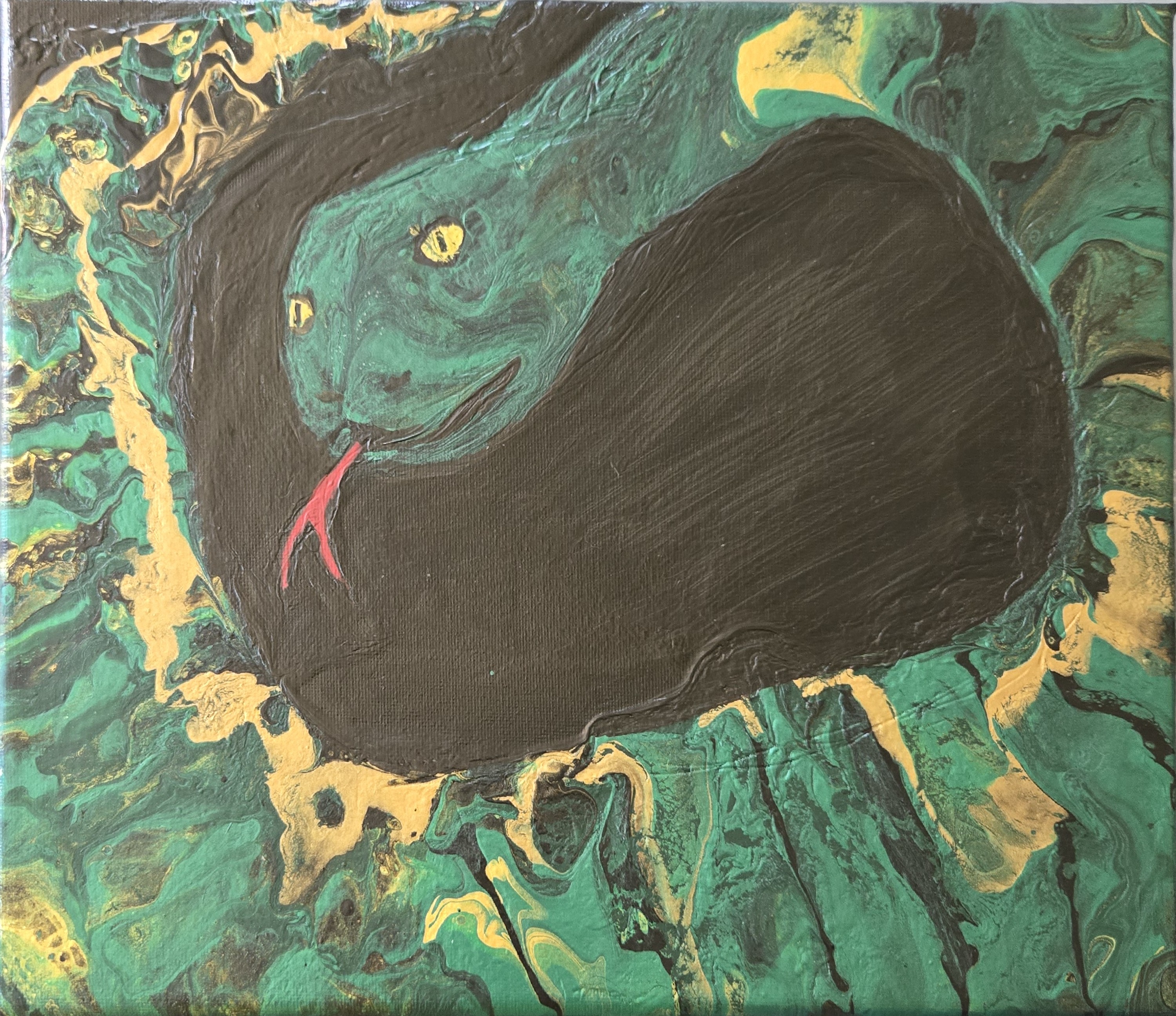 Green Serpent Acrylic Painting