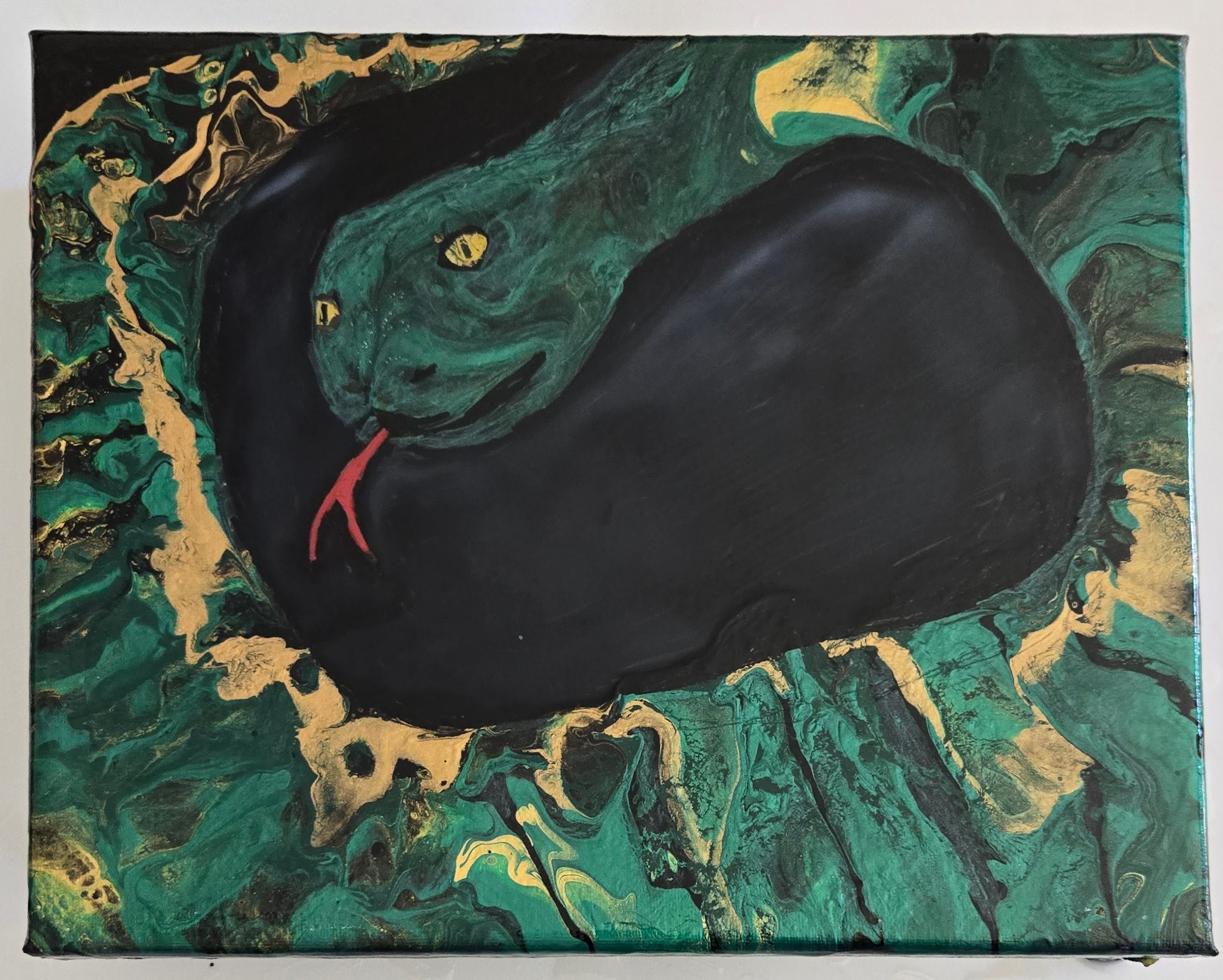 Green Serpent Acrylic Painting