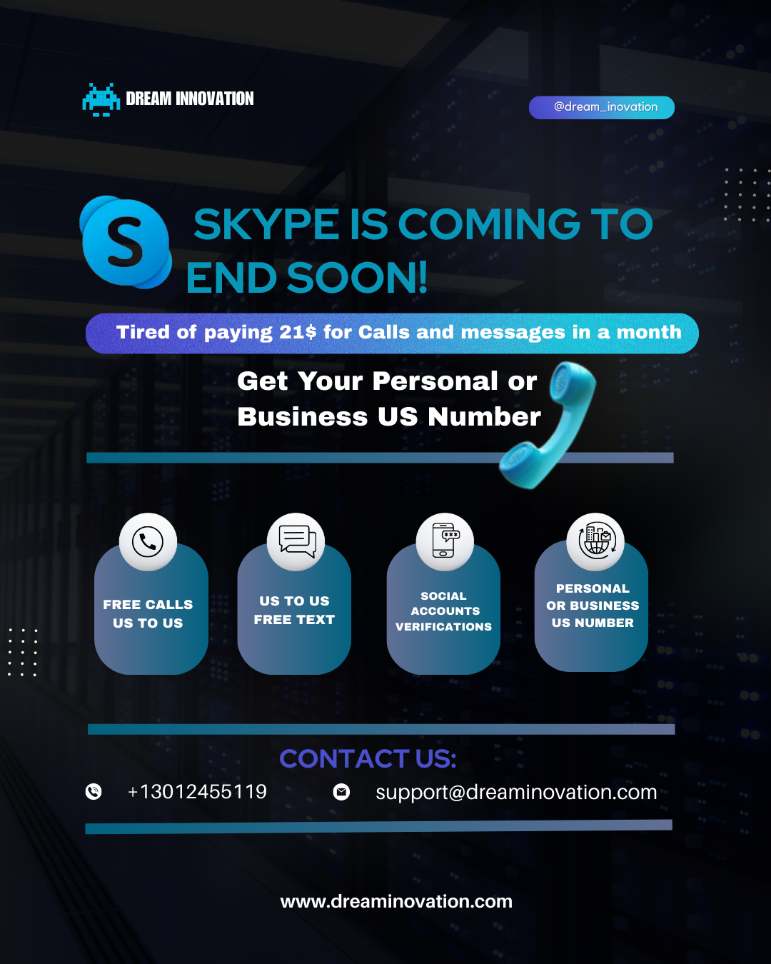 U.S. NUMBER – UNLIMITED CALLS & TEXTS!