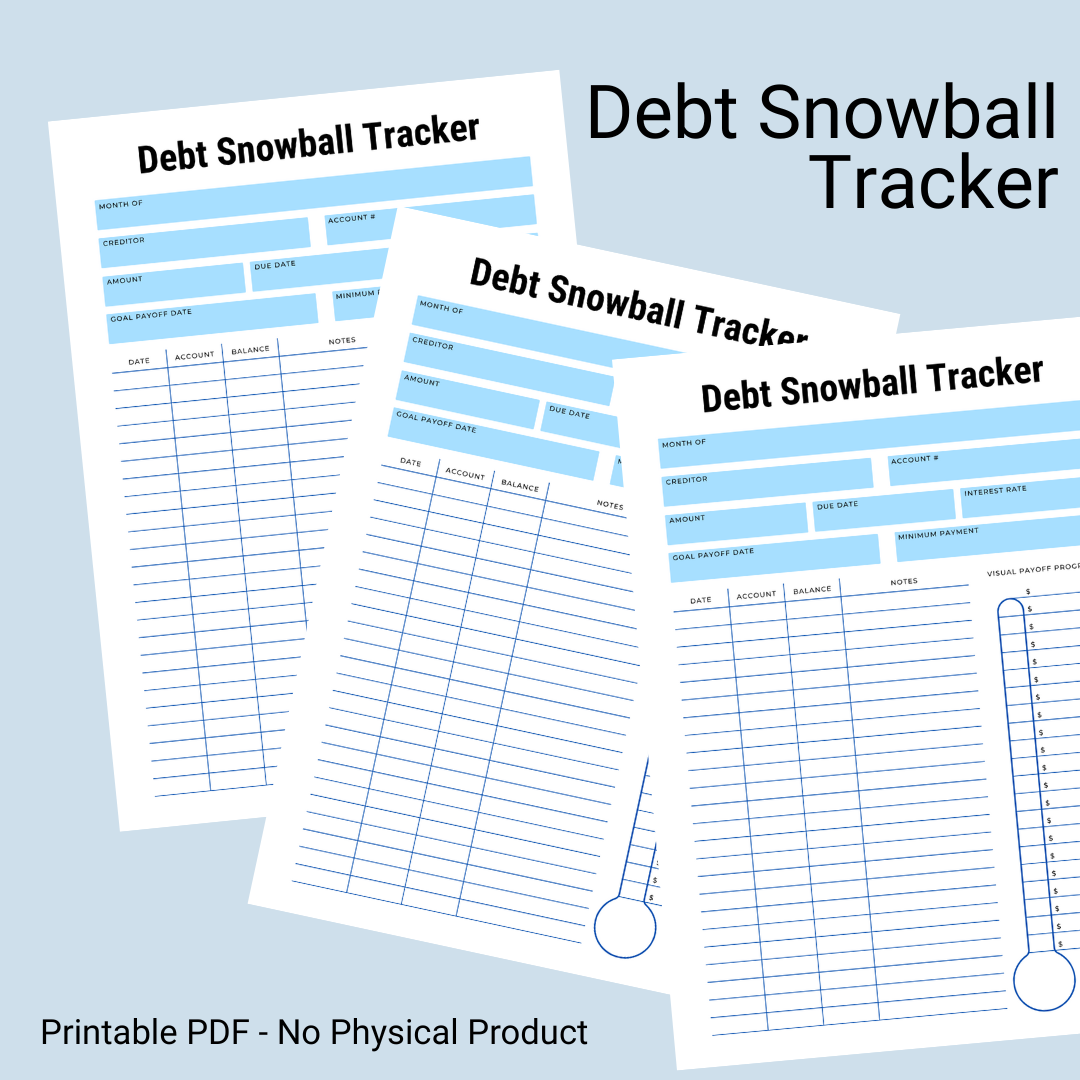  Debt Snowball Tracker – Printable PDF - Digital Download