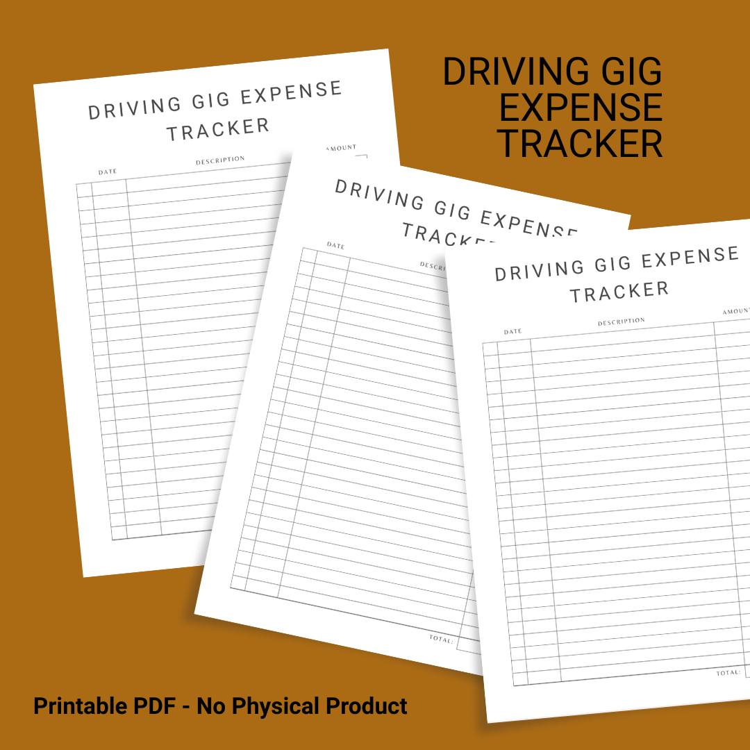 Driving Gig Expense Tracker - Printable PDF - Digital Download