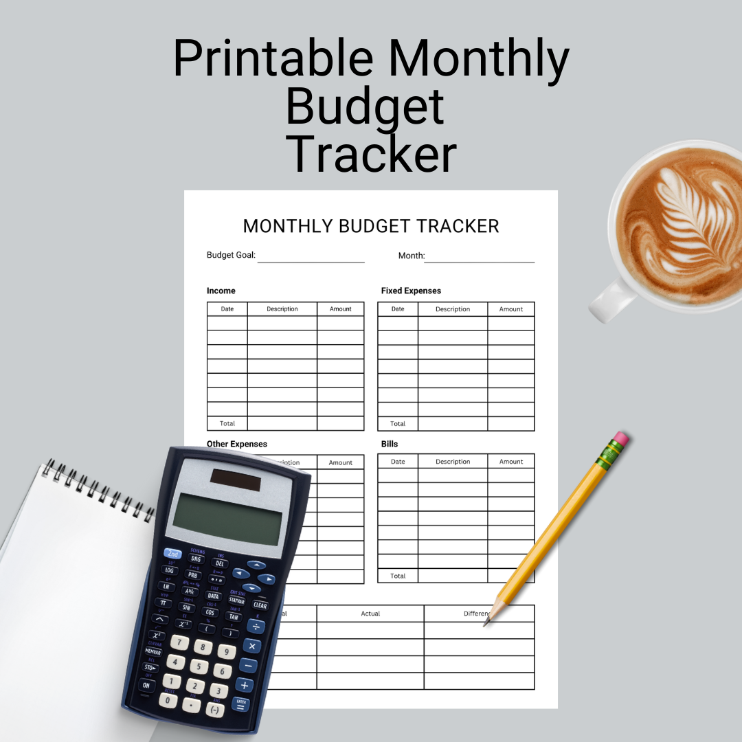Printable Monthly Budget Tracker PDF - Digital Download