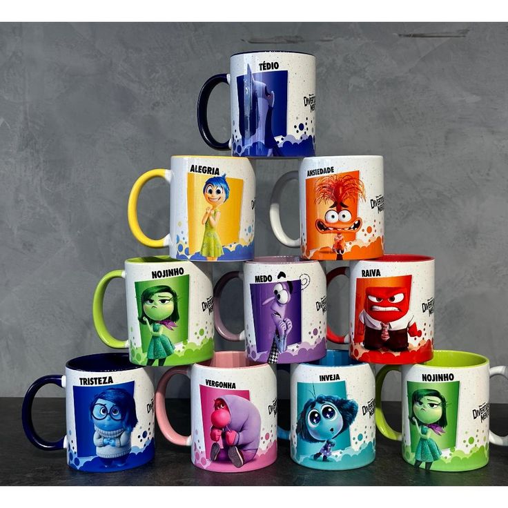 Caneca cerâmica 325ml  - Alça E Interior Colorido -  PERSONALIZADA