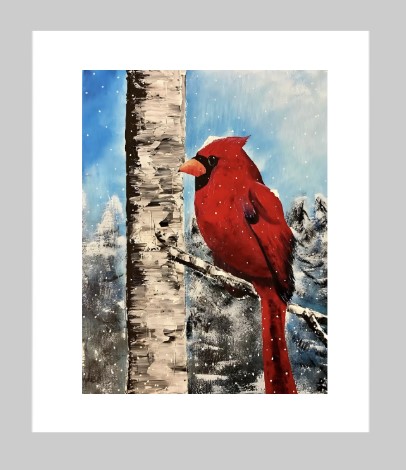 Snowy Cardinal (8.5 x 11 PRINT)