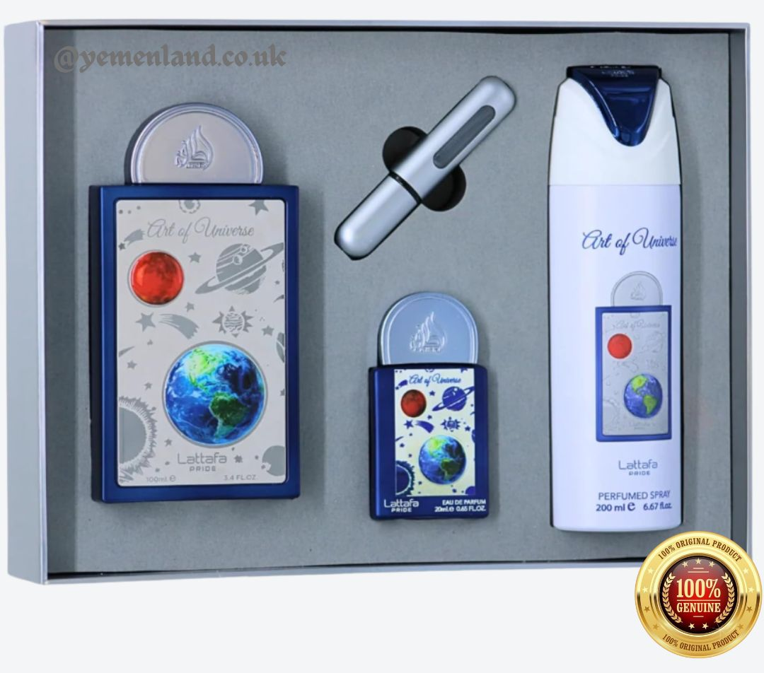 Lattafa Pride Art Of Universe Gift Set 100ml EDP+20ml+200ml Spray Men Perfume