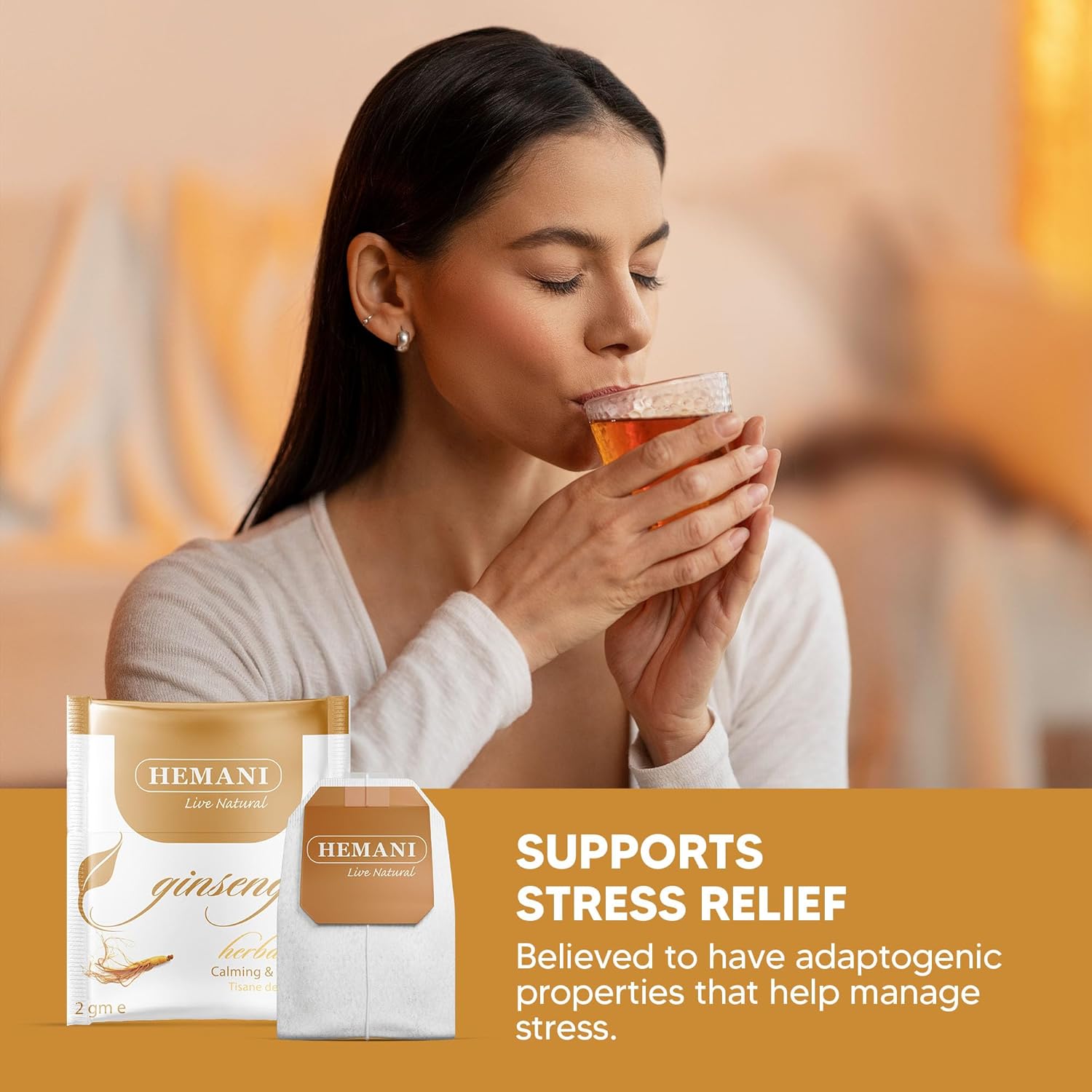 Hemani Ginseng Herbal Tea - 20 Tea Bags شاي أعشاب هيماني الجينسنغ