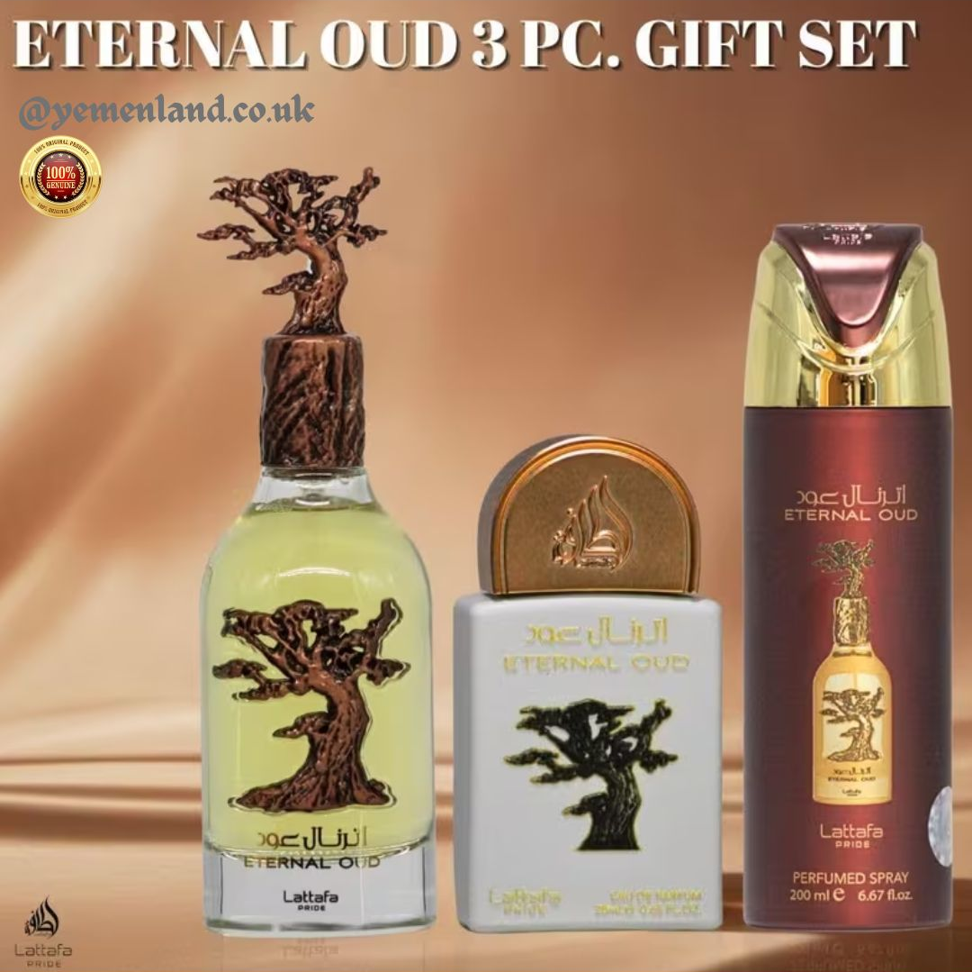 Lattafa Pride Eternal Oud Gift Set | 100ml EDP + 20ml + 200ml Spray | Luxury Oud Perfume