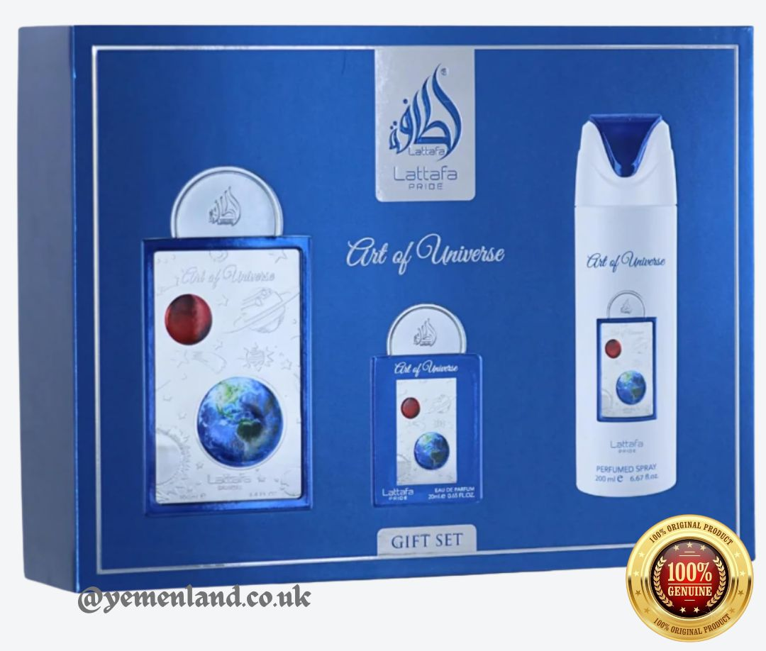 Lattafa Pride Art Of Universe Gift Set 100ml EDP+20ml+200ml Spray Men Perfume