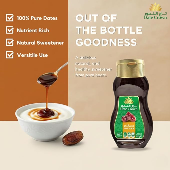 Date Crown Date Syrup 400g | Sugar Free Syrup from Organic Dates | 100% Natural