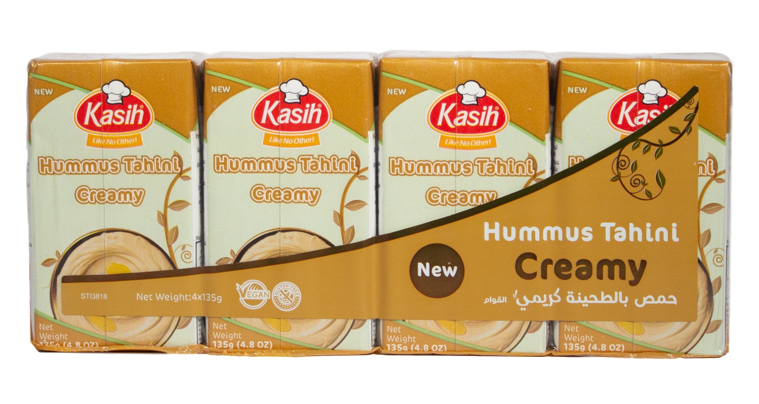 Kasih Hummus 135g (Pack of 4) Vegan Chickpea and Tahini Dip