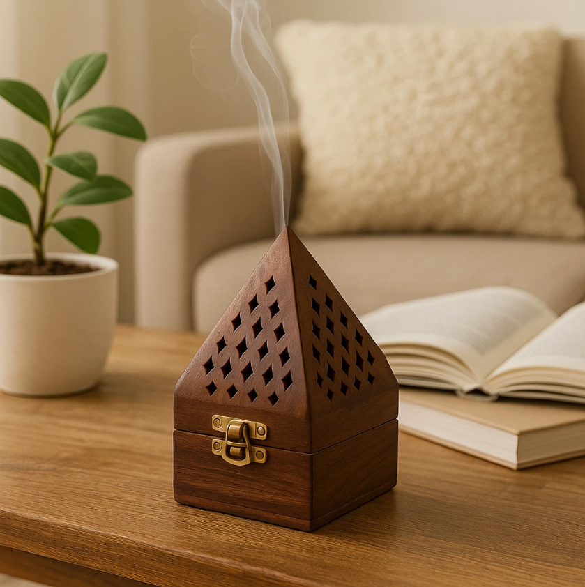 Wooden Bakhoor & Incense Burner Arabian Mabkhara Pyramid Style Cone