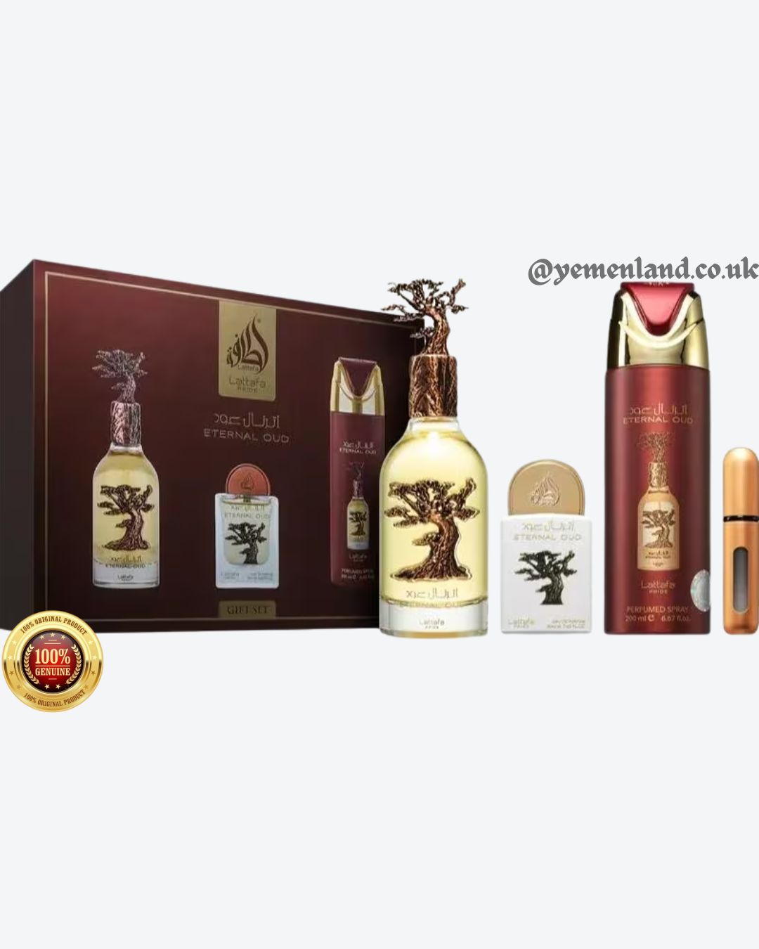 Lattafa Pride Eternal Oud Gift Set | 100ml EDP + 20ml + 200ml Spray | Luxury Oud Perfume