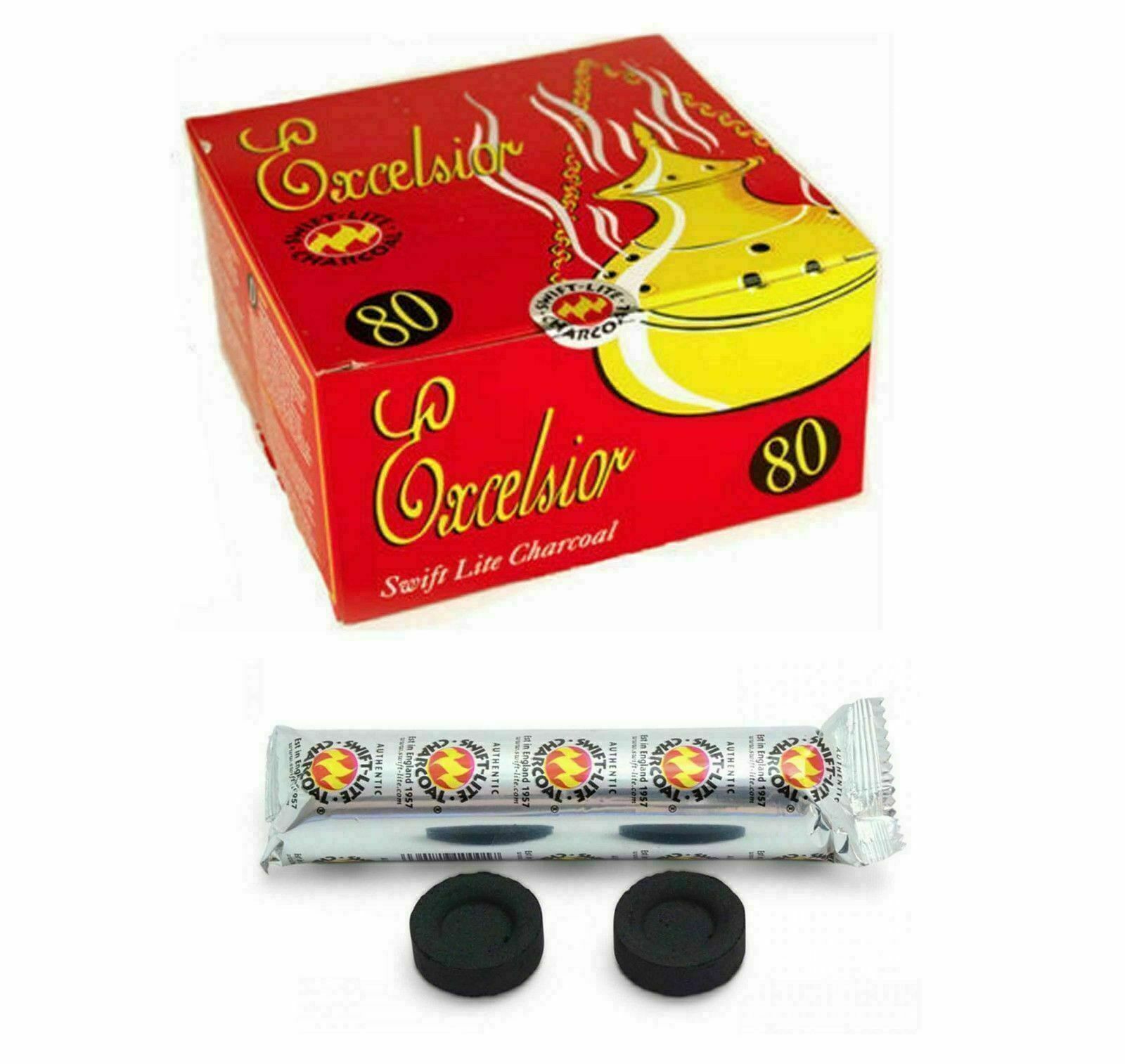 Full-Box Royal Quick Light Charcoal Tablets incense Burner Coal 80 Discs Shisha