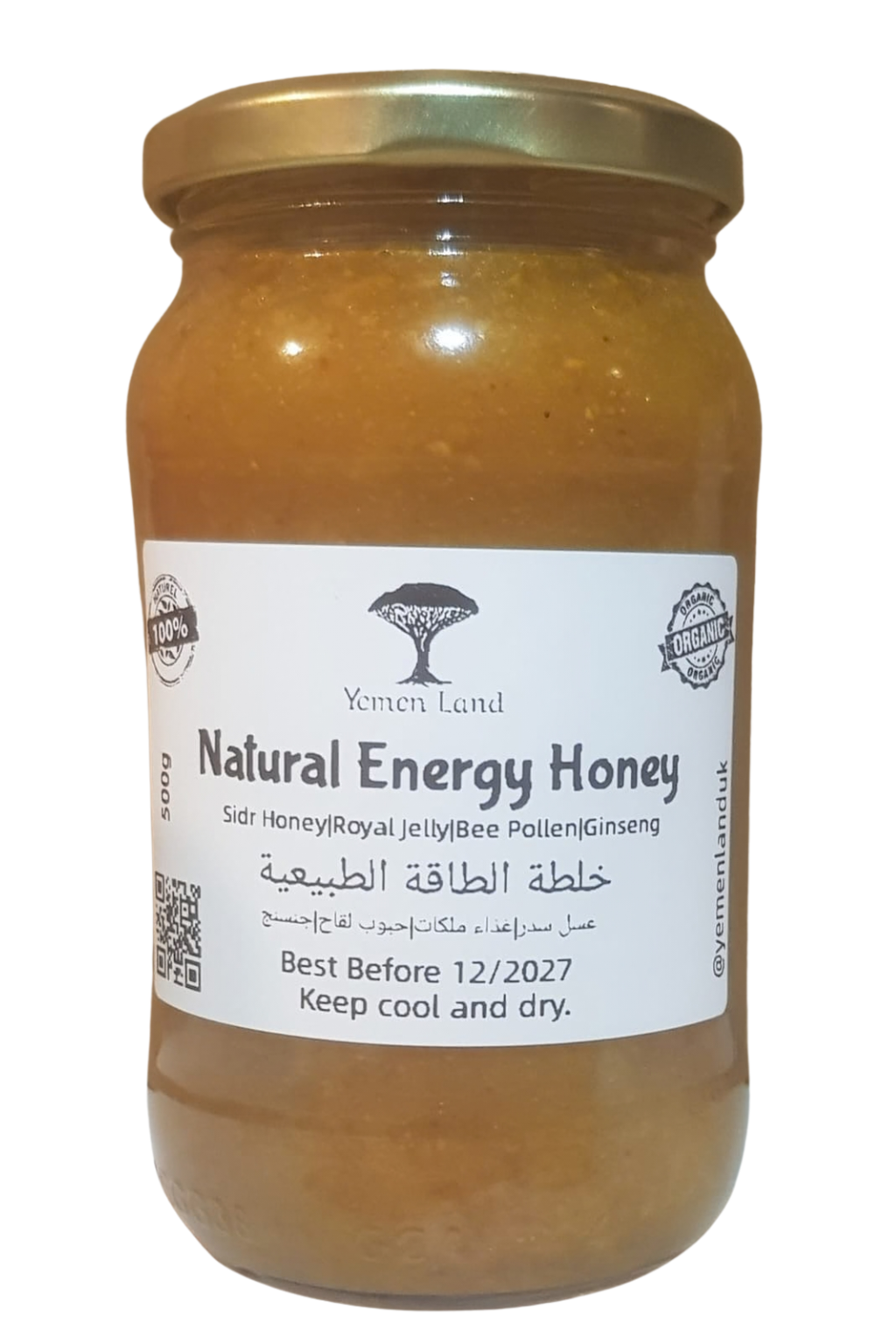 Natural Energy Honey 500g – Raw Sidr Honey with Royal Jelly, Bee Pollen and Ginseng | Premium Yemeni Superfood