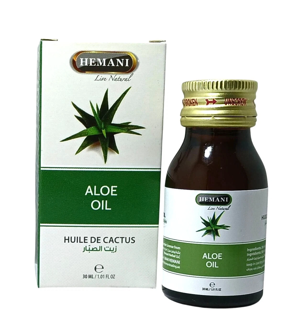 Hemani Aloe Oil 30ml – Natural Botanical Oil for Skin & Hair Care