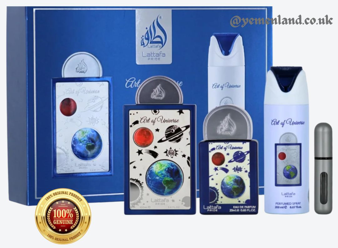 Lattafa Pride Art Of Universe Gift Set 100ml EDP+20ml+200ml Spray Men Perfume