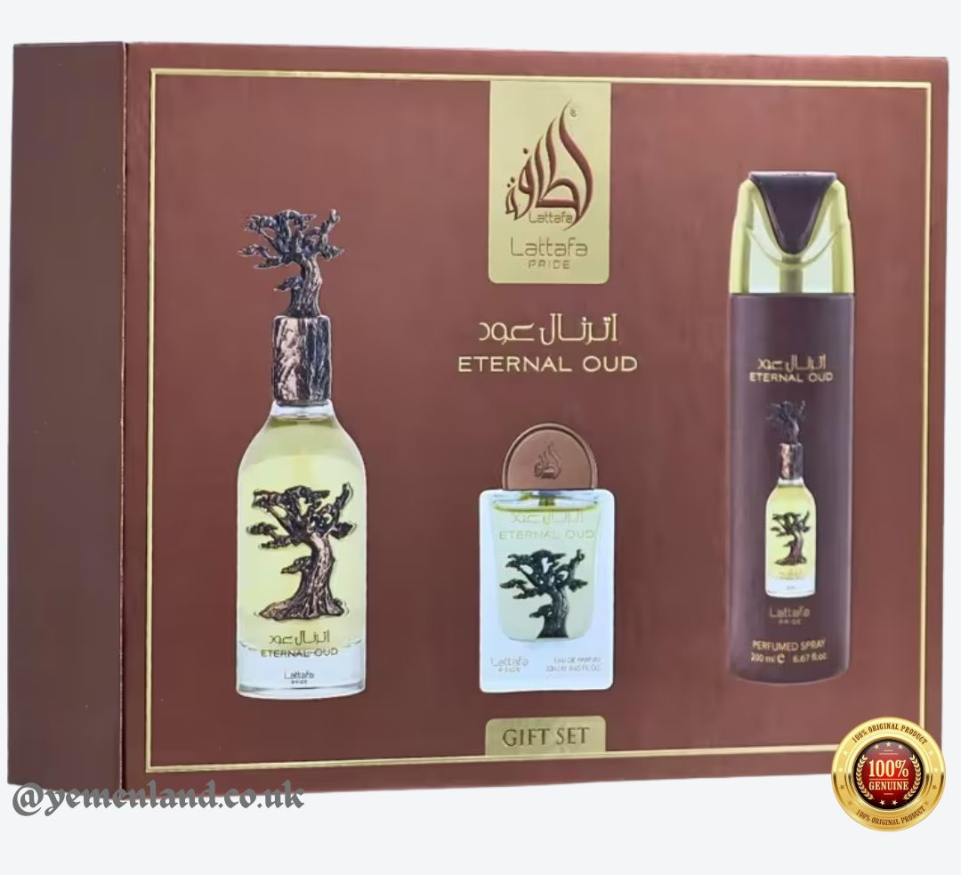 Lattafa Pride Eternal Oud Gift Set | 100ml EDP + 20ml + 200ml Spray | Luxury Oud Perfume