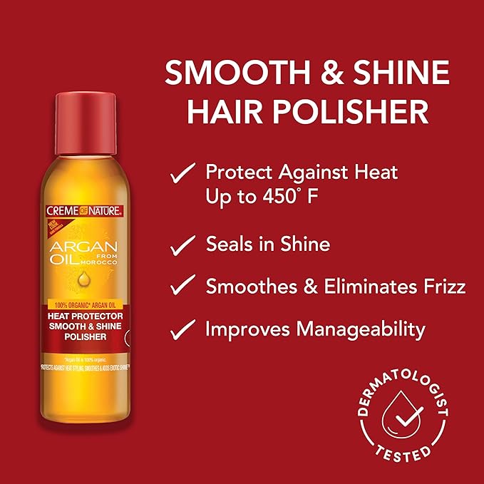 Creme Of Nature Argan Oil Heat Defence Gloss & Shine Polisher | Hair | 4oz Fo