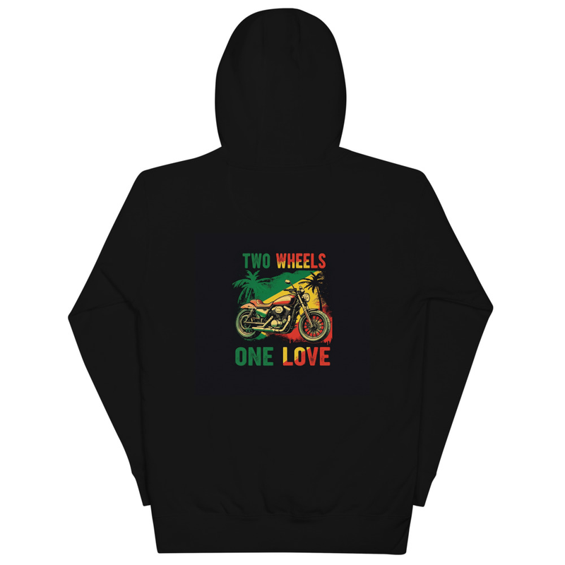 Two Wheels One Love Palm Hoodie