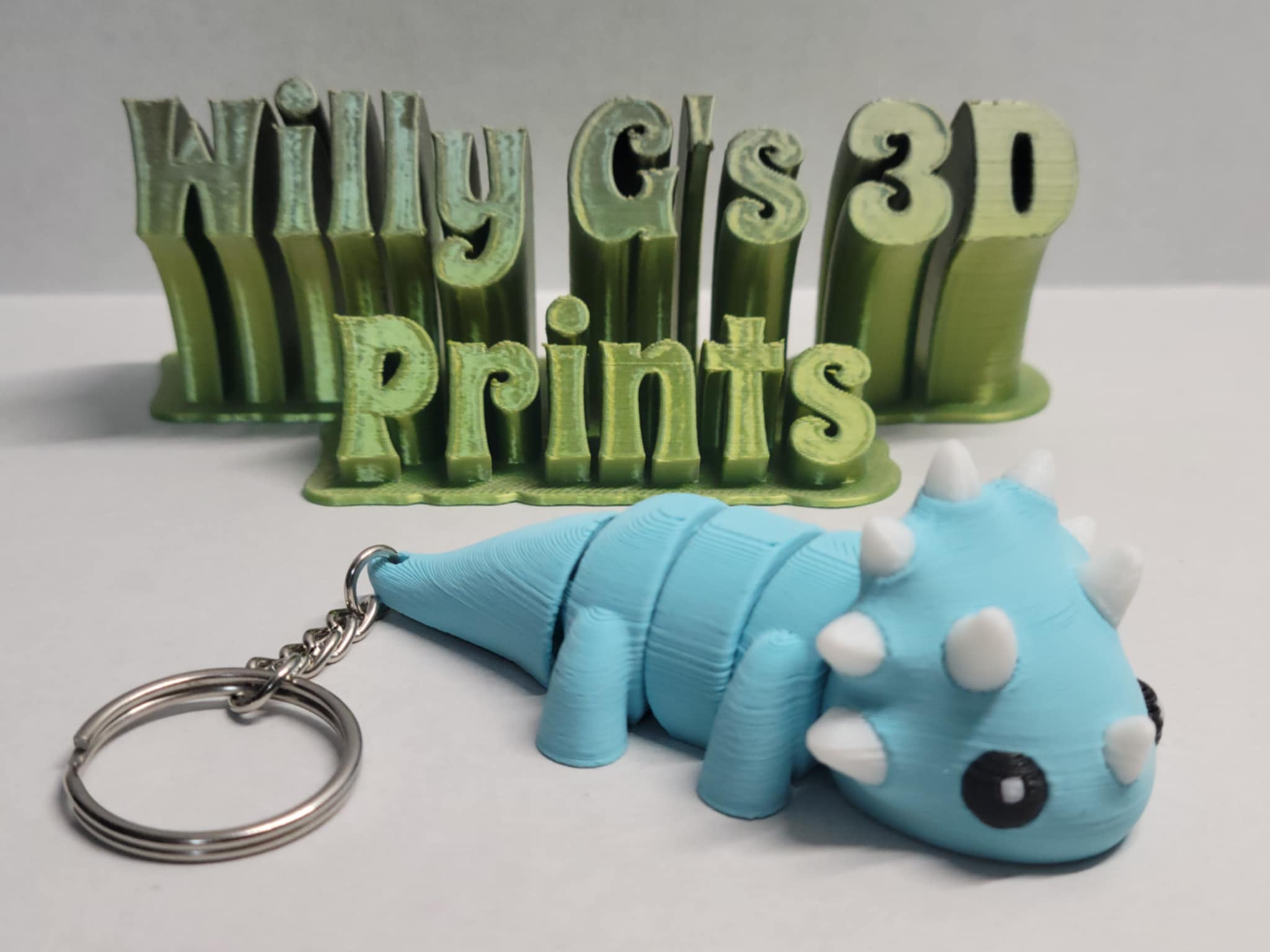 3D Printed Articulated Dinosaur Triceratops Keychain