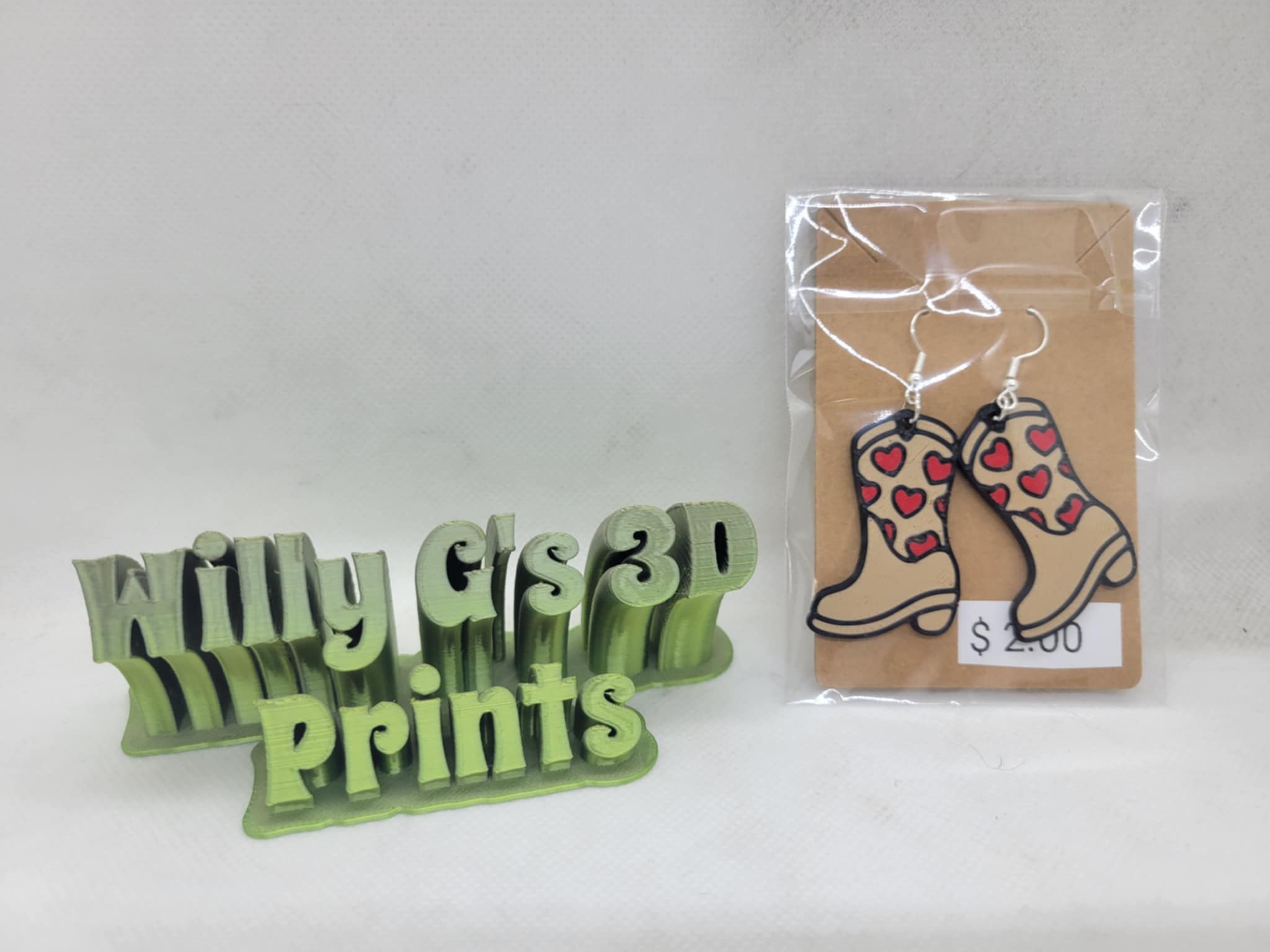 3D Printed Cowgirl Boot Earrings