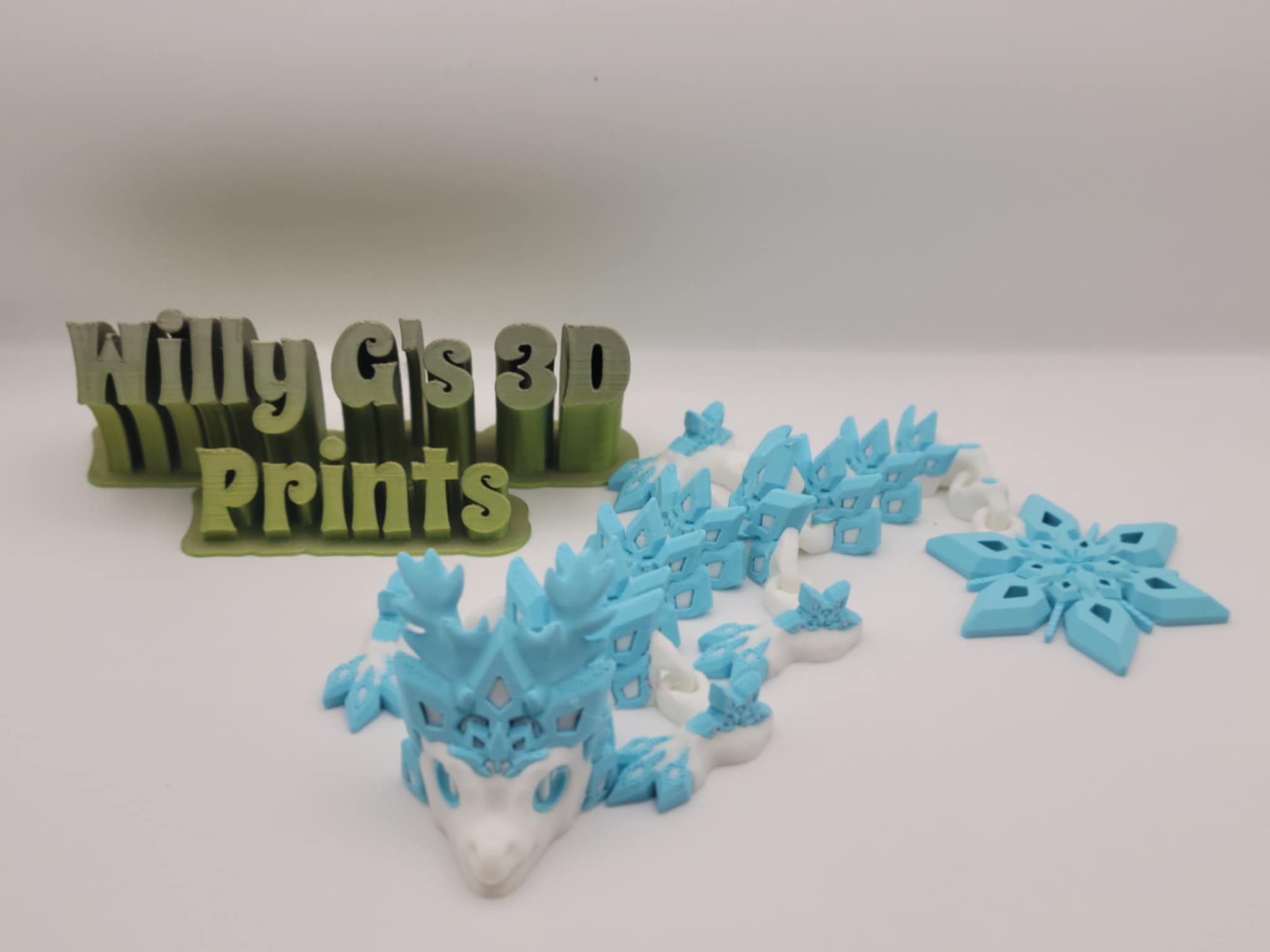 3D Printed Articulated Snowflake Dragon