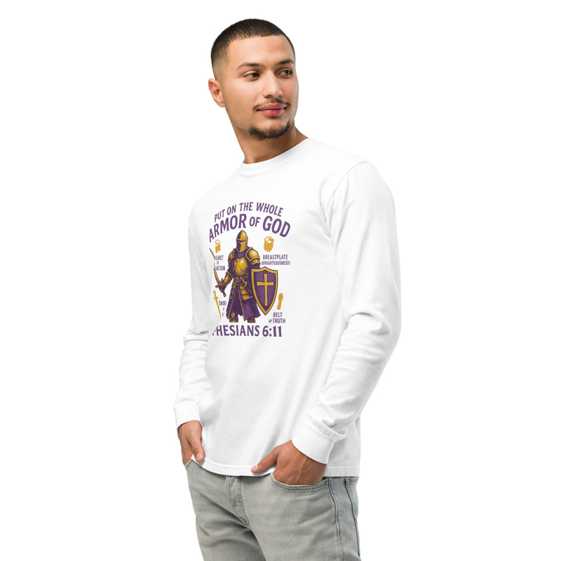 "PUT ON THE WHOLE ARMOR OF GOD" Garment-dyed heavyweight long-sleeve shirt