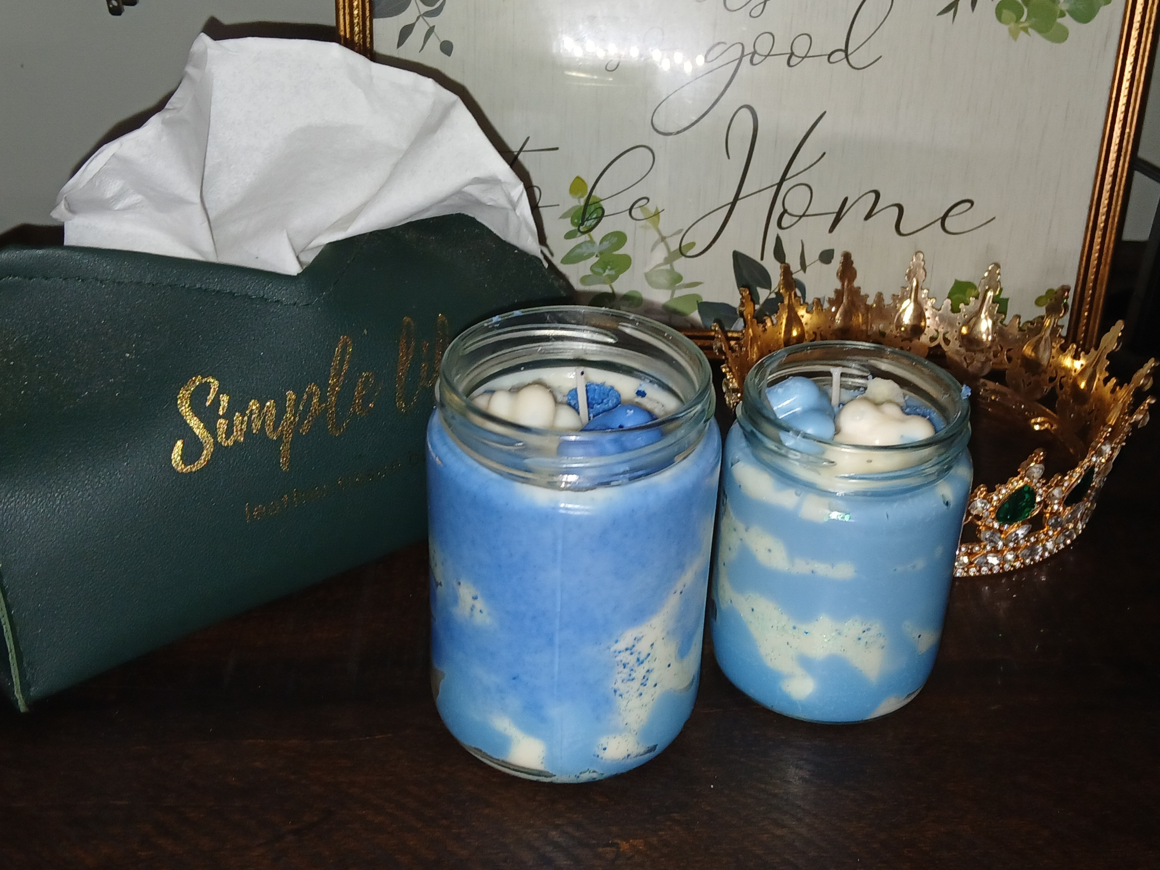 SKY Specialty Candle 8 oz – Handcrafted Blue & White Swirl Candle