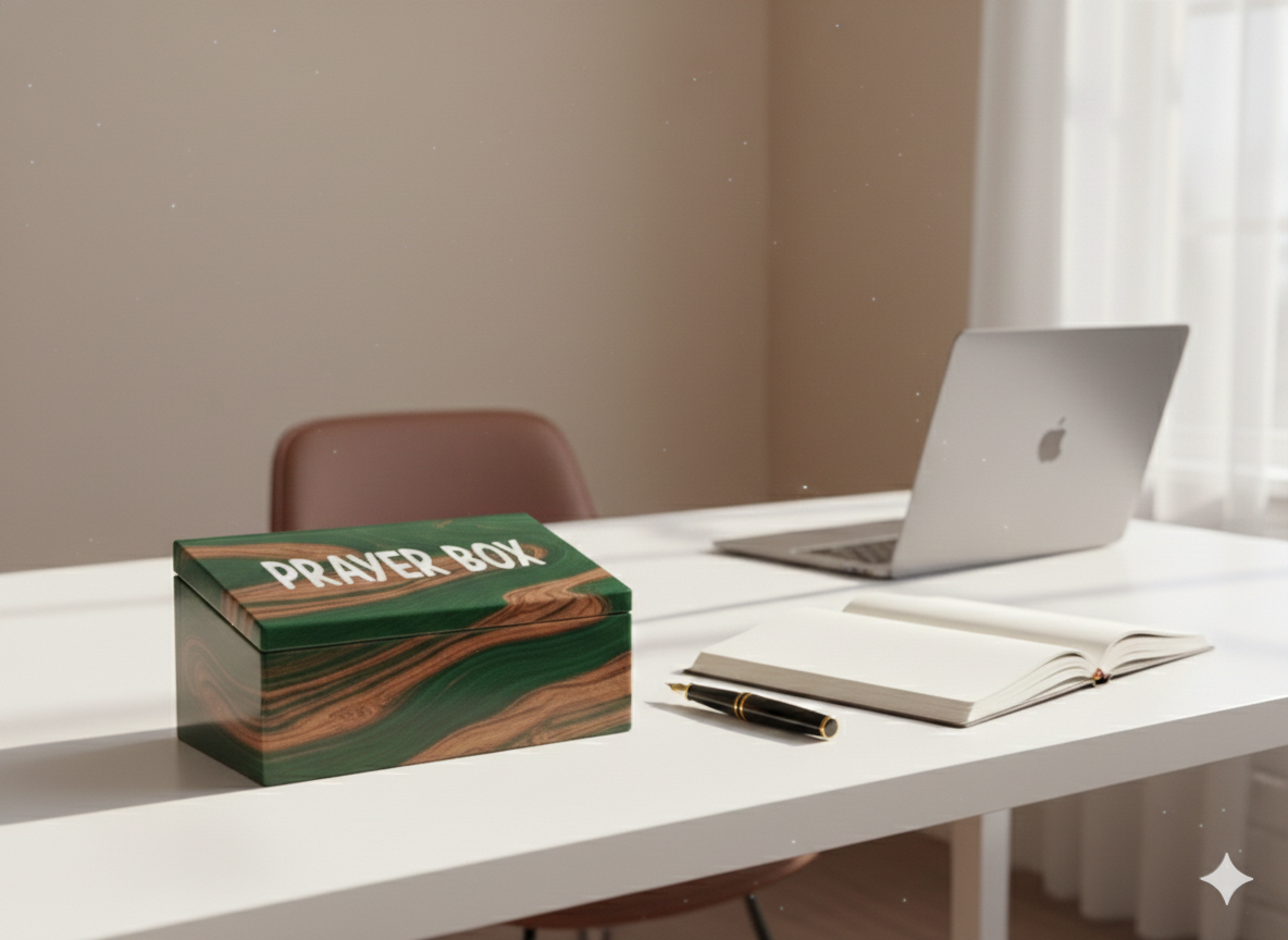 Dark Green and Warm Wood Prayer Box: Thoughtful Storage for Your Prayers 