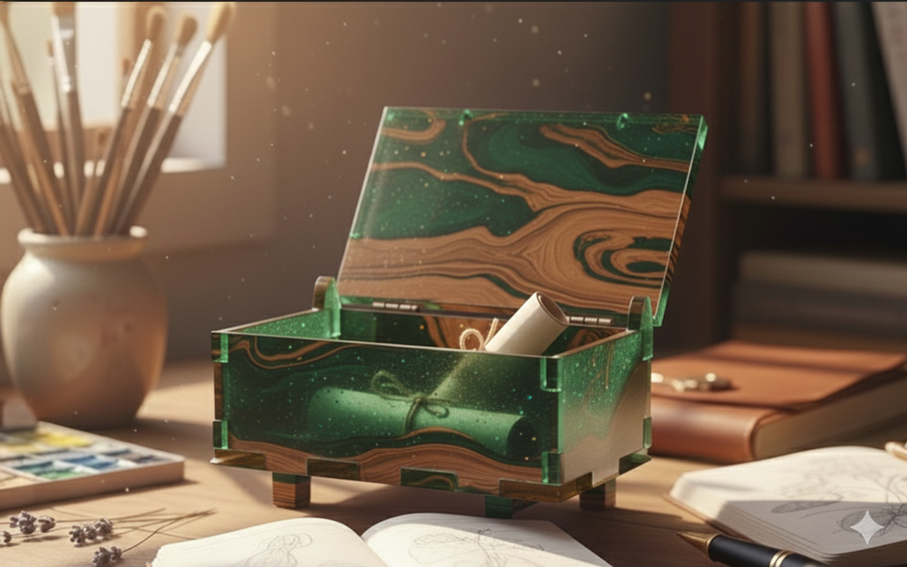Dark Green and Warm Wood Prayer Box: Thoughtful Storage for Your Prayers 