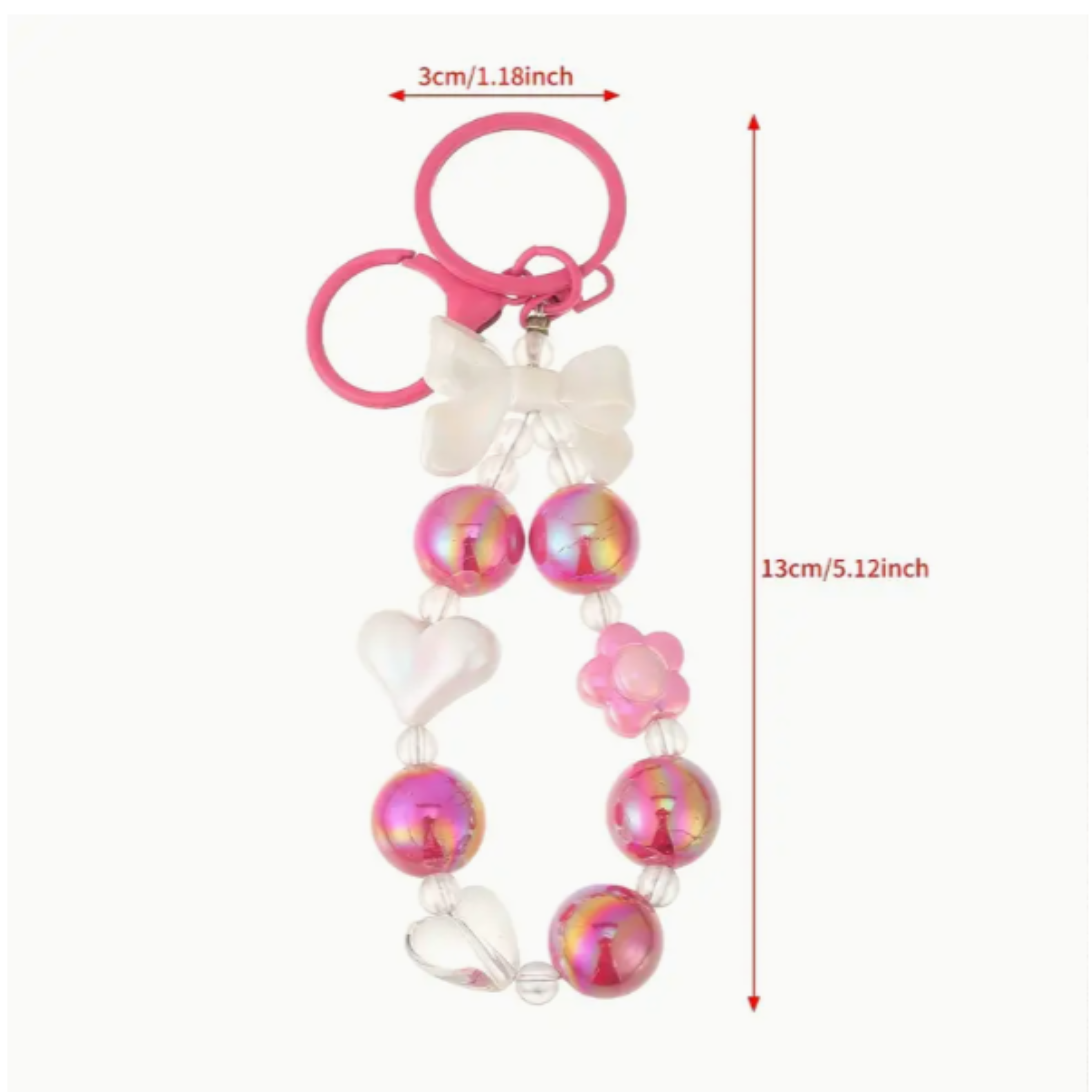 Lavender Bow & Bead Charm Keychain – Cute Handmade Accessory