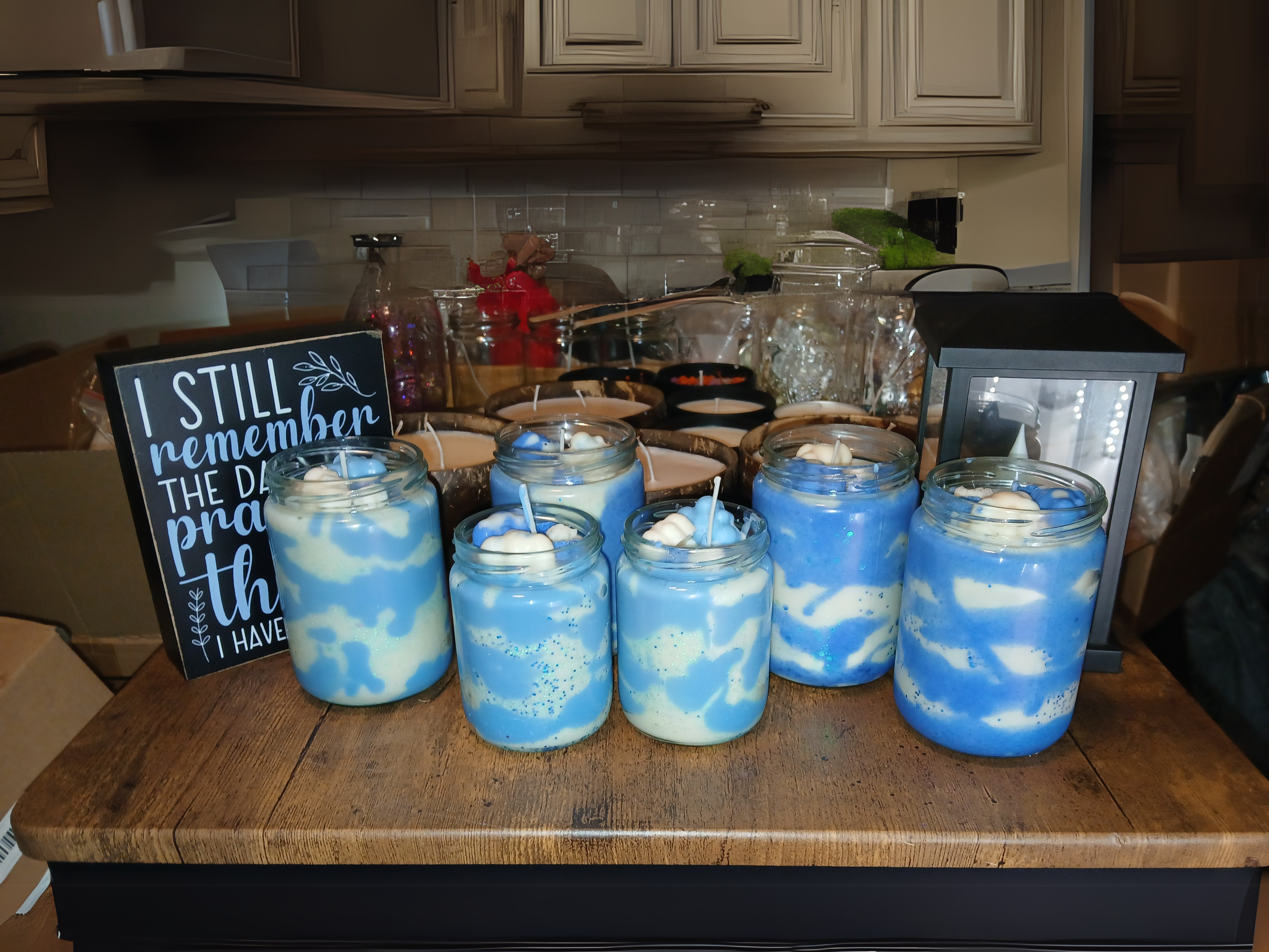 SKY Specialty Candle 8 oz – Handcrafted Blue & White Swirl Candle