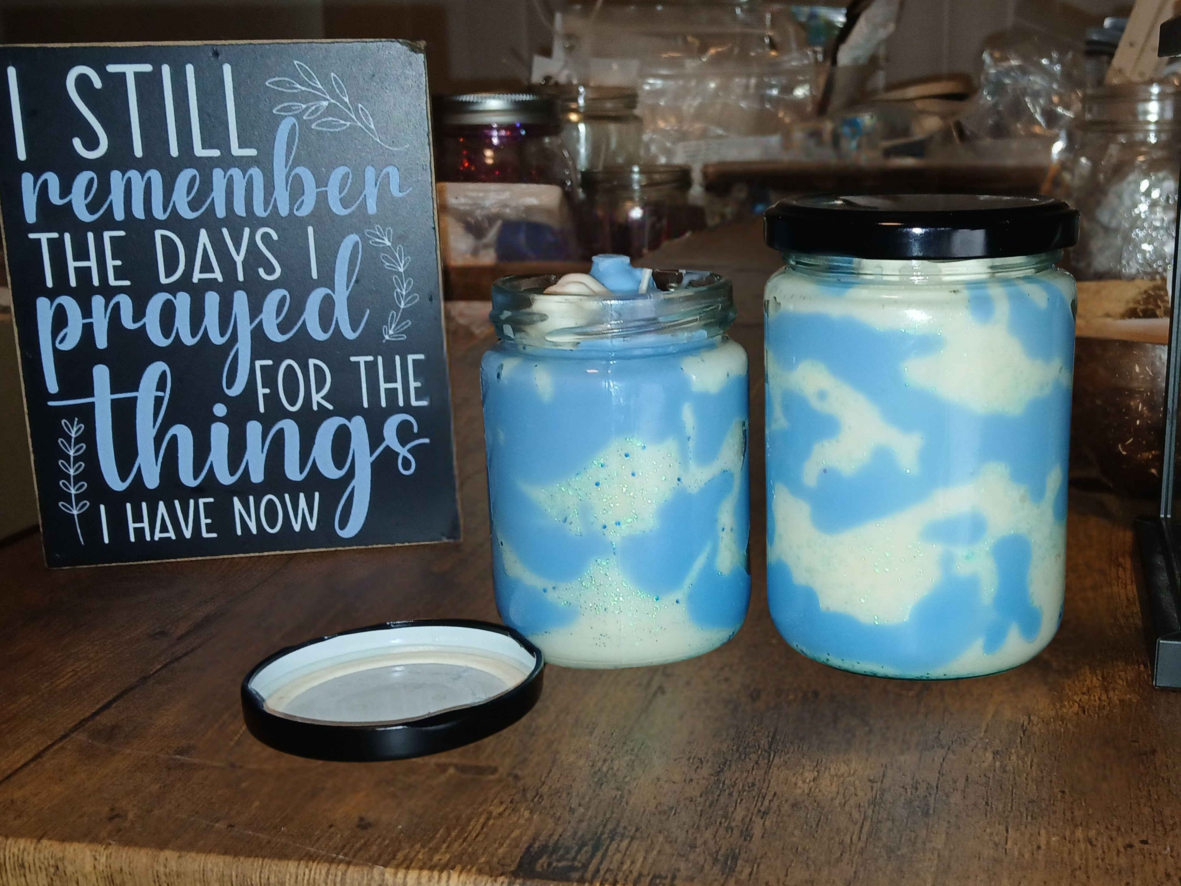 SKY Specialty Candle 12 oz – Handcrafted Blue & White Swirl Candle