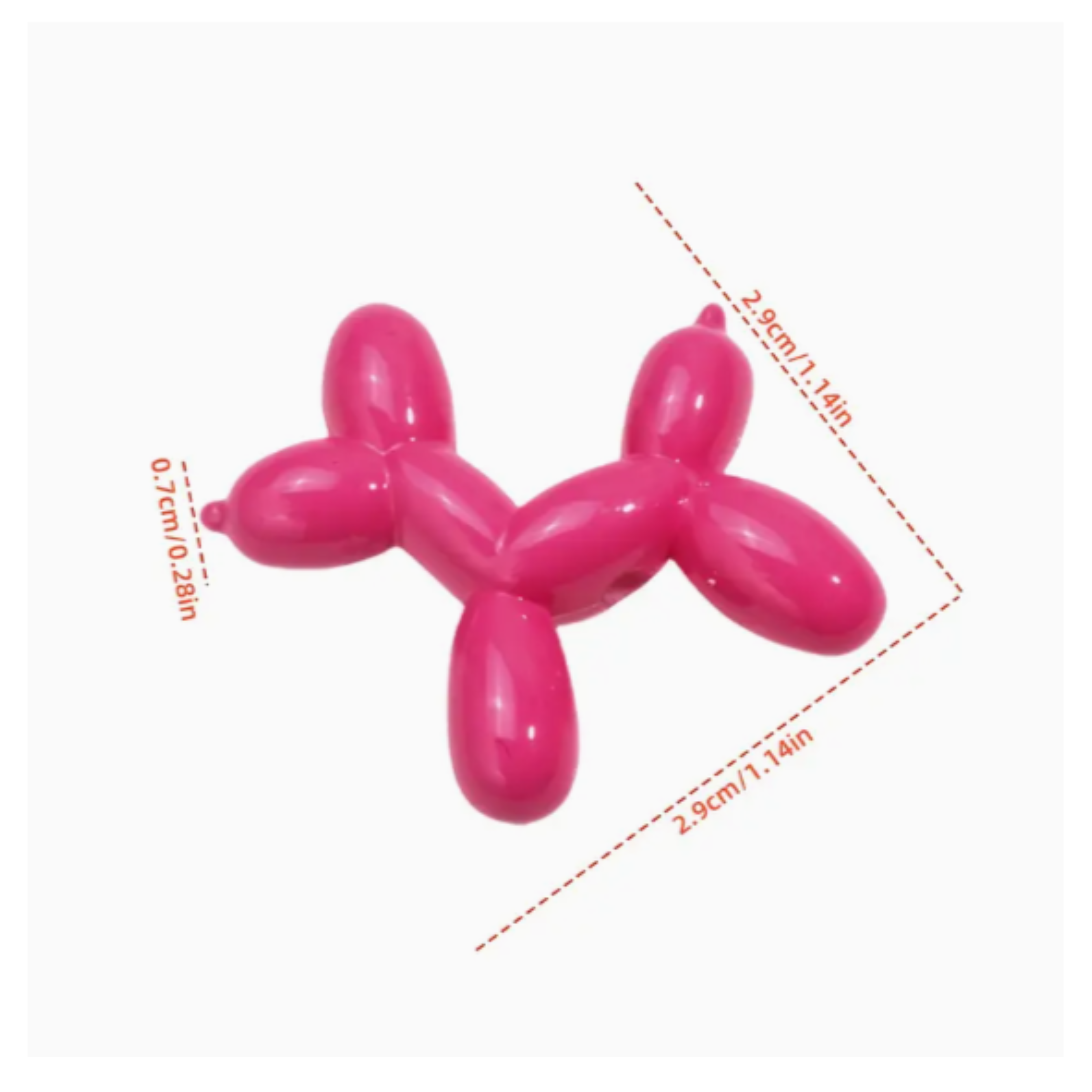 Dark Pink Balloon Dog Bead Keychain Bracelet 