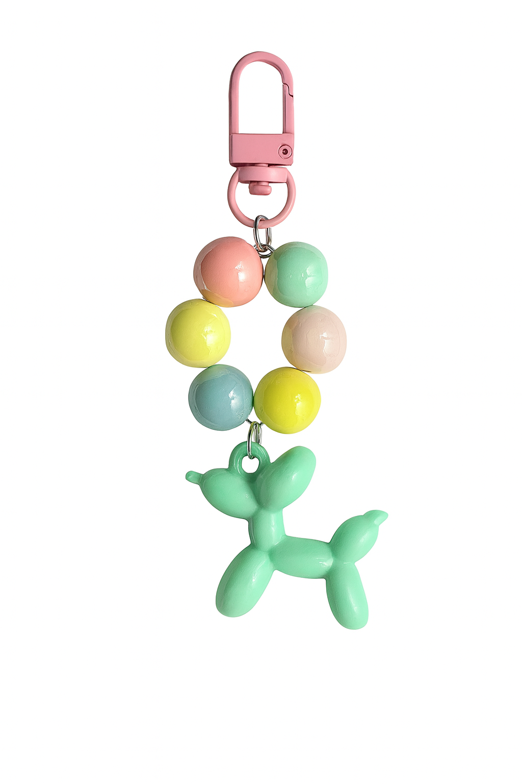 Green Balloon Dog Bead Keychain Bracelet