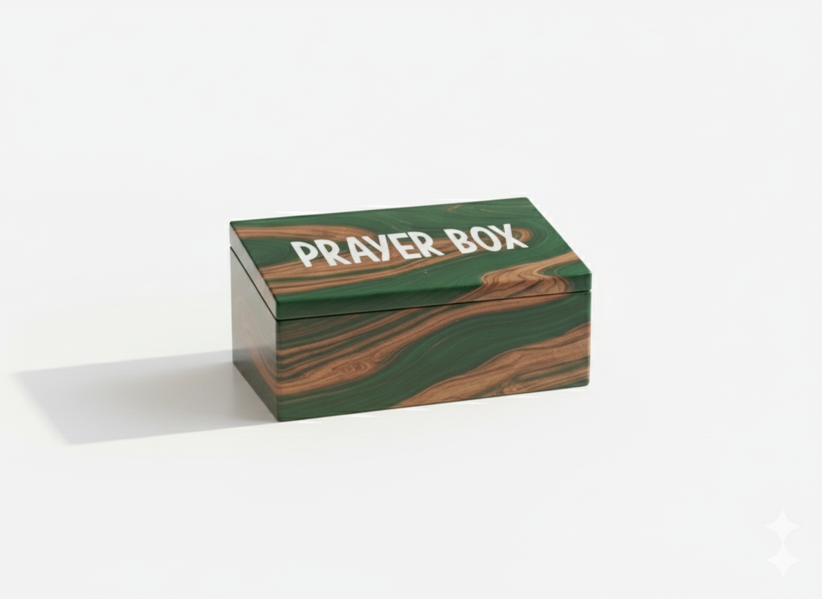 Dark Green and Warm Wood Prayer Box: Thoughtful Storage for Your Prayers