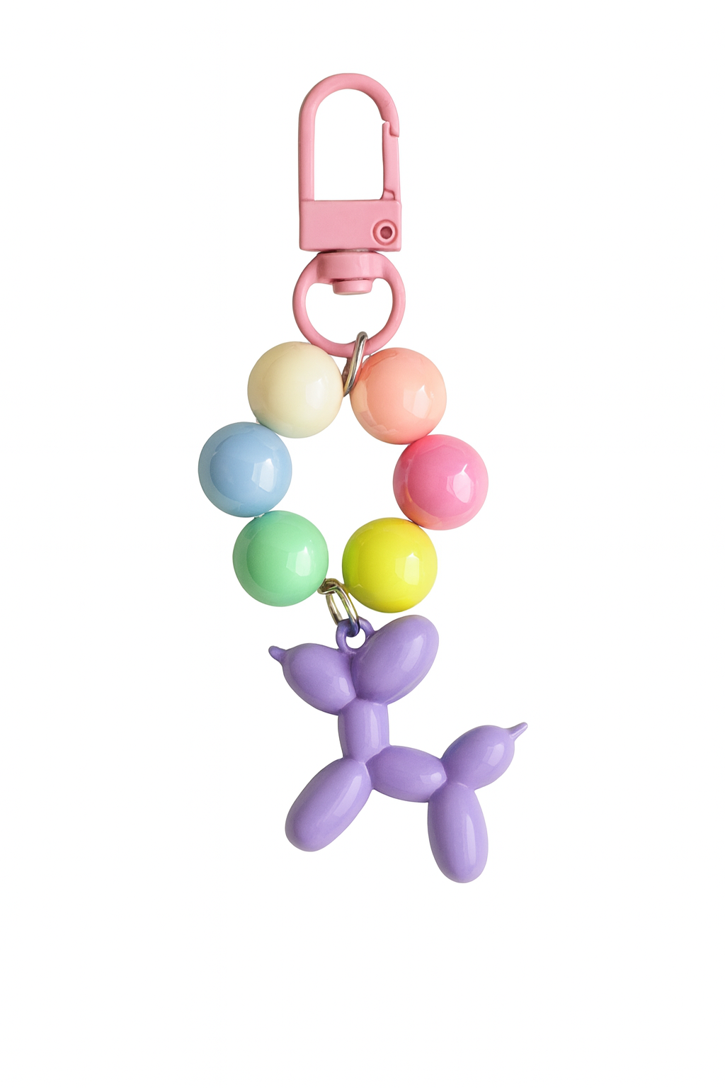 Purple Balloon Dog Bead Keychain Bracelet