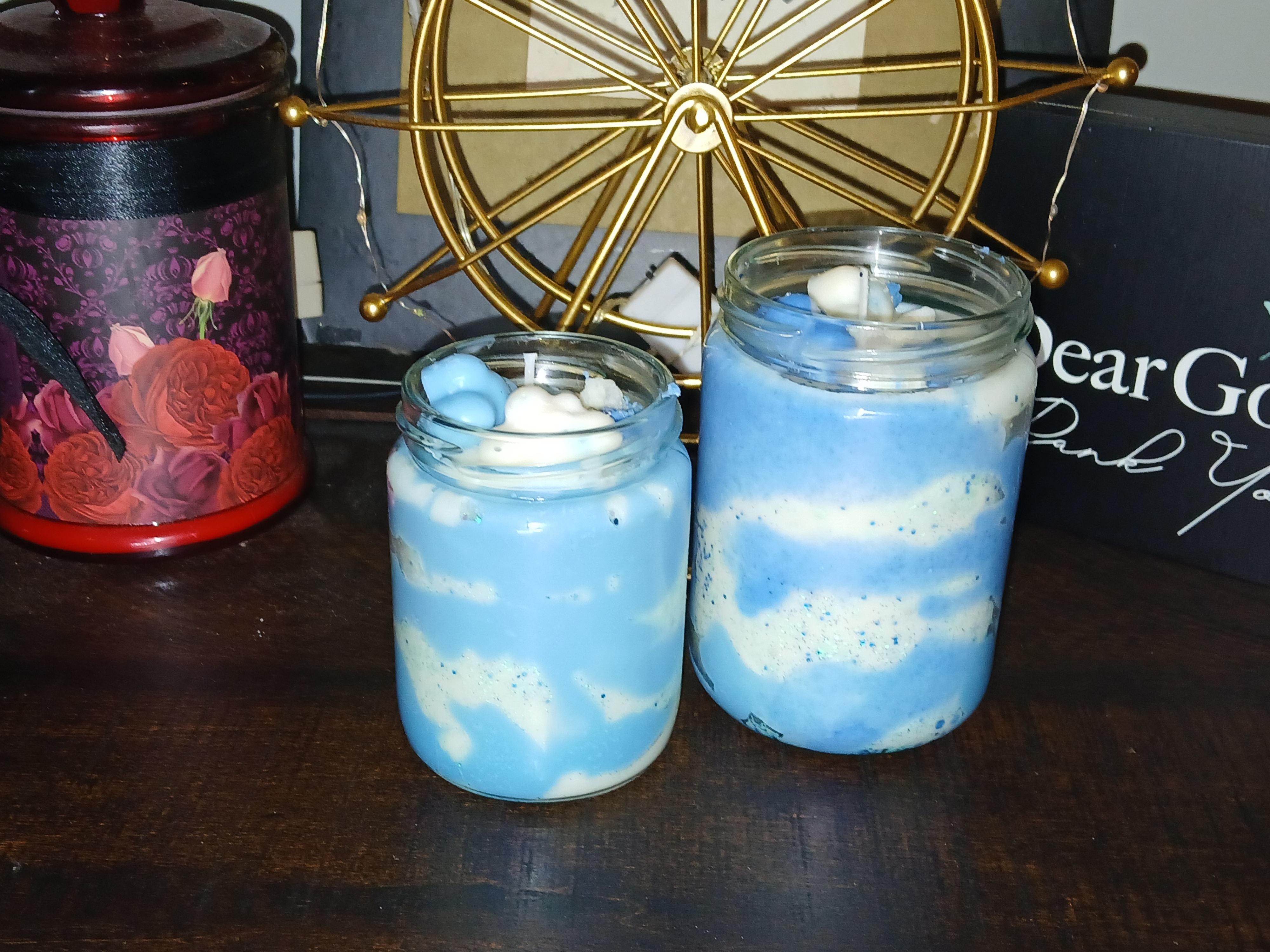 SKY Specialty Candle 12 oz – Handcrafted Blue & White Swirl Candle