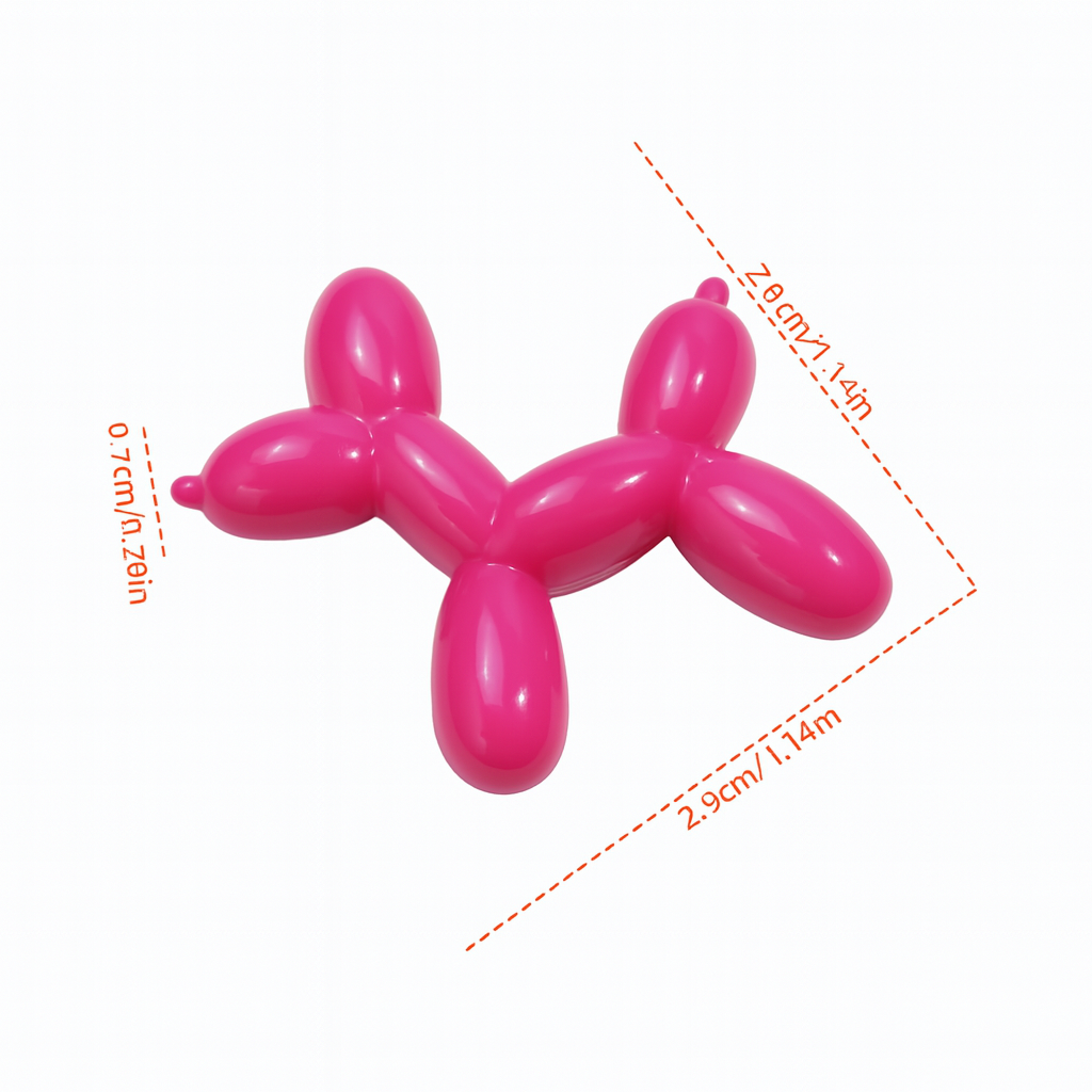Dark Pink Balloon Dog Bead Keychain Bracelet 