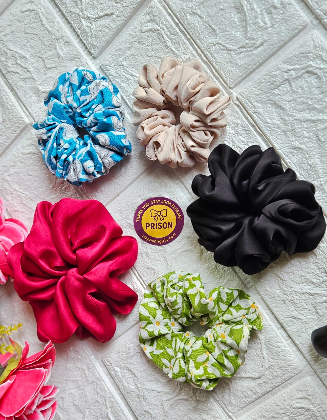 Set of Colorful Hair Scrunchies